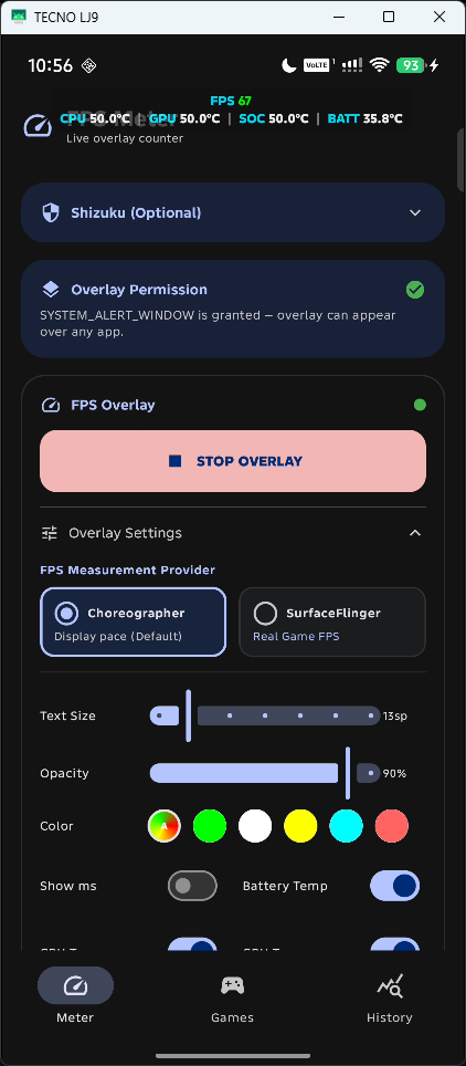 FPS Meter Main Settings