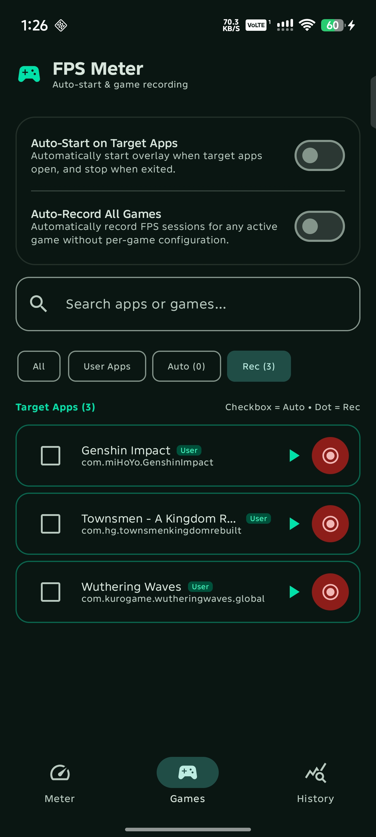 Games Management & Auto-Recording