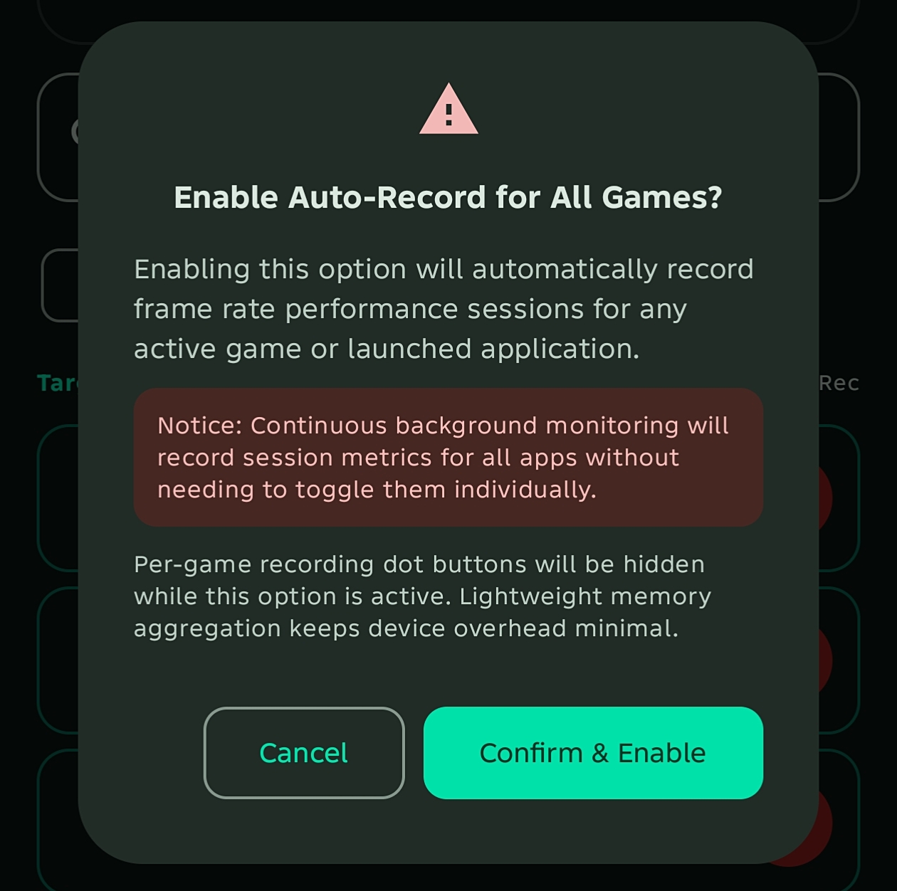 FPS Recording Confirmation Dialog