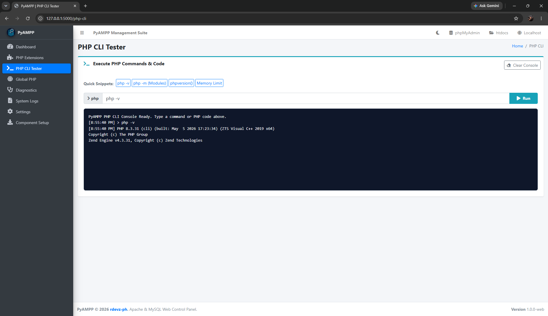 PyAMPP PHP CLI Tester