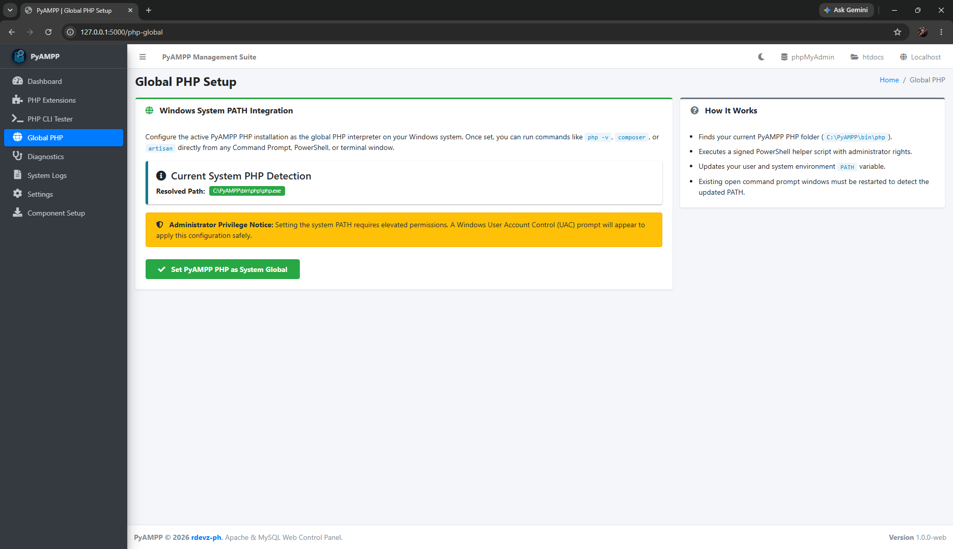 PyAMPP Global PHP Setup
