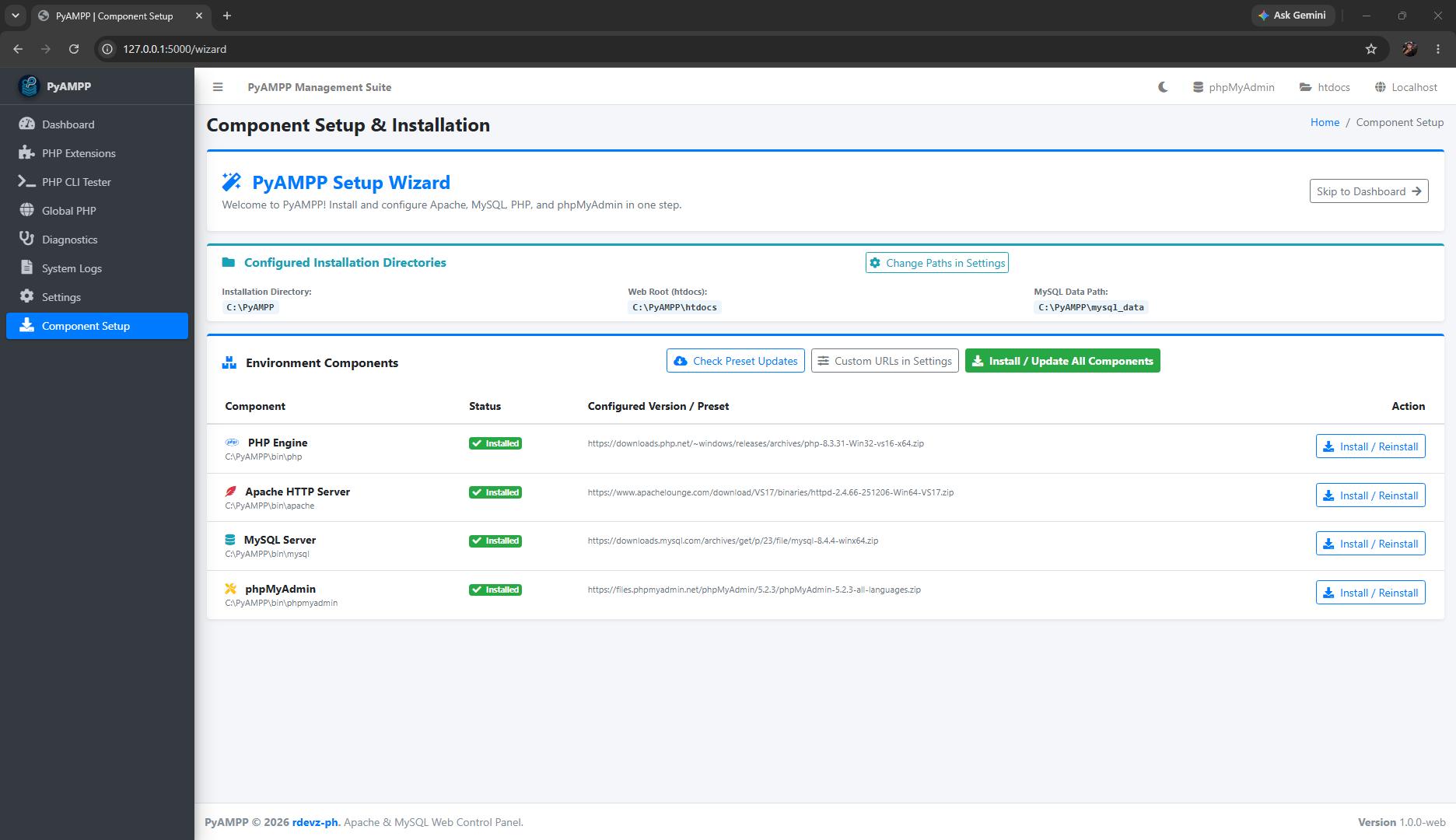 PyAMPP Component Setup Wizard
