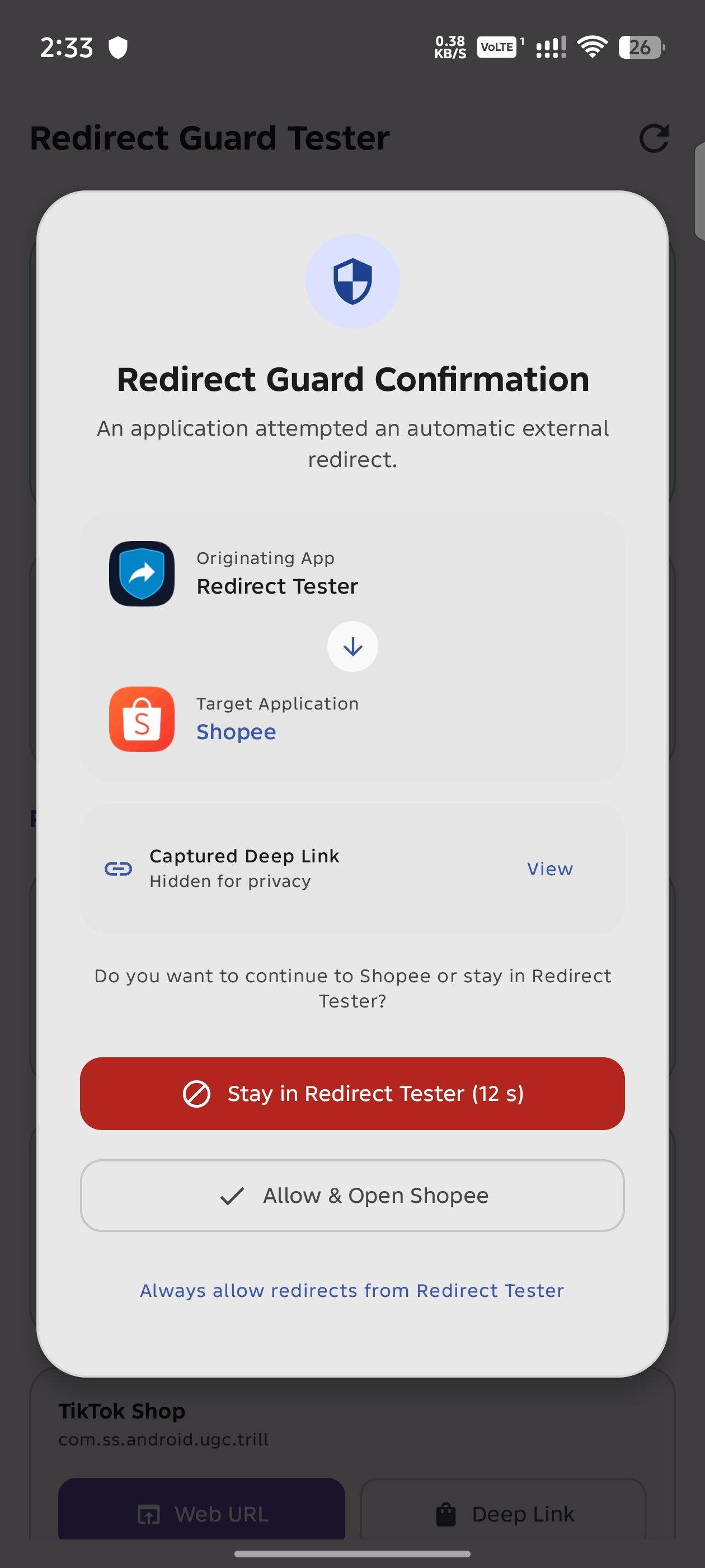 Confirmation Prompt Dialog