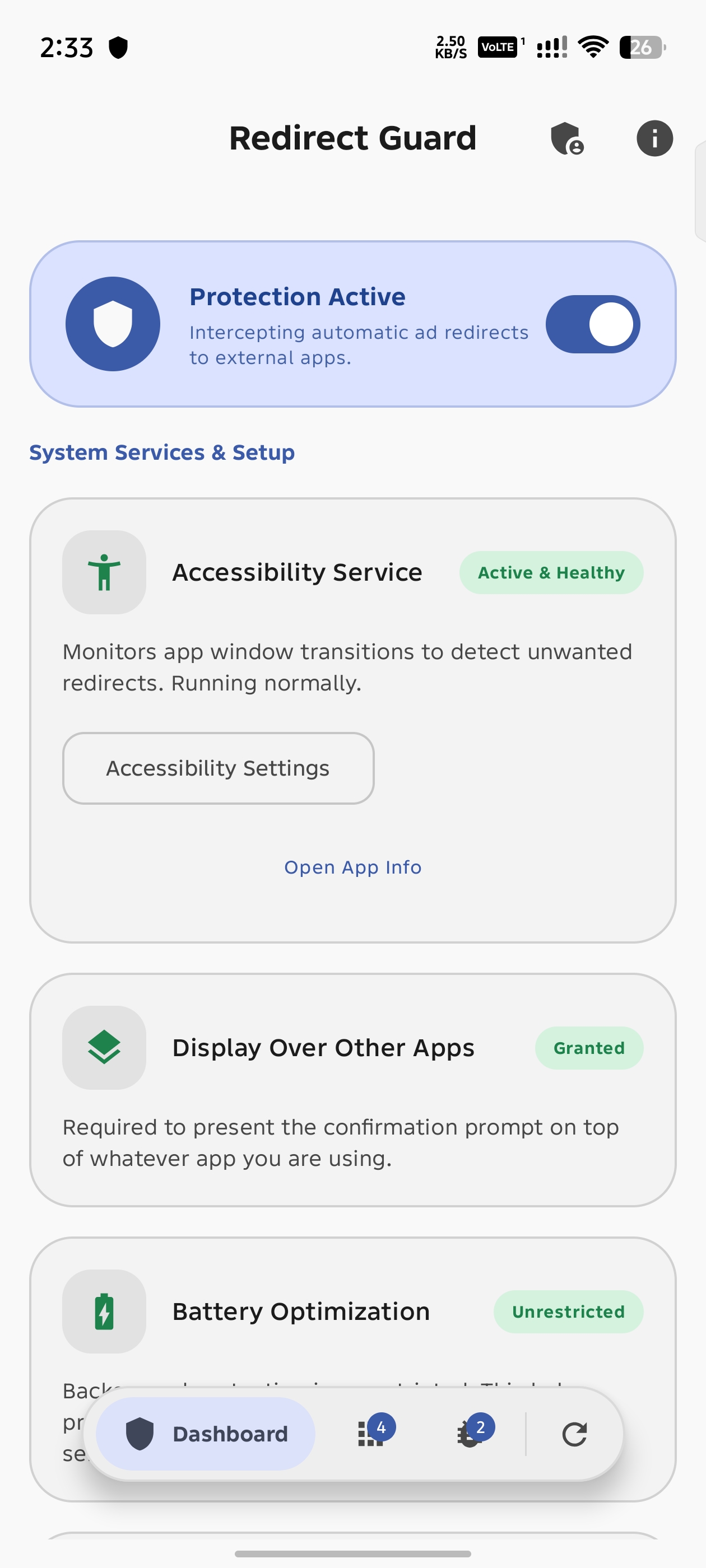 Redirect Guard Dashboard