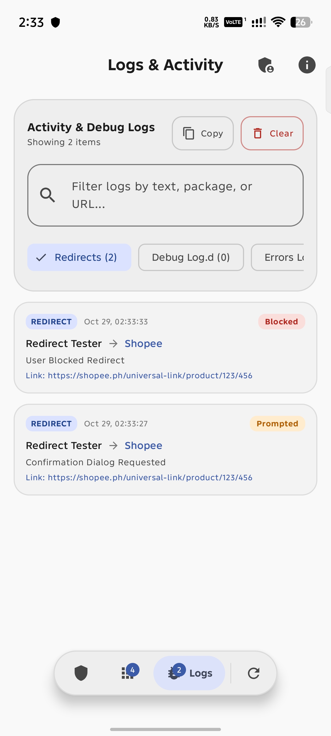 Activity Logs